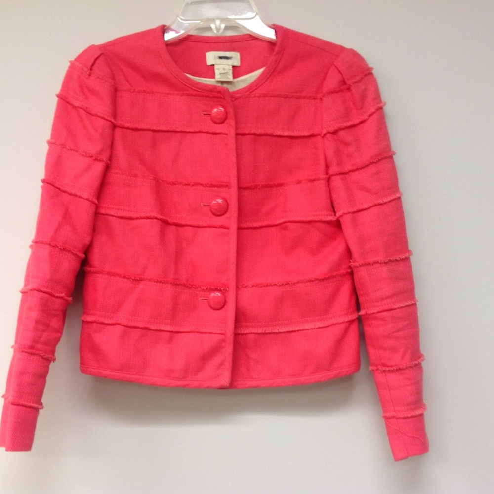J. Crew Pink Blazer Salmon Fringe Jacket
